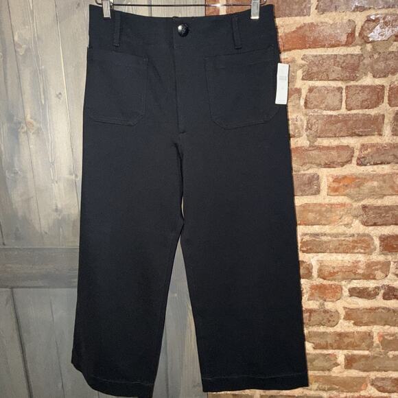 Anthropologie Maeve Black The Colette Crop Wide-Leg Pants Size 30 NWT Classic - Picture 1 of 9